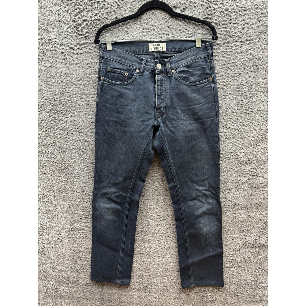 Acne Studios Slim Fit Roc Lana Button Fly Denim Jeans Black Mens Size 30 x 32